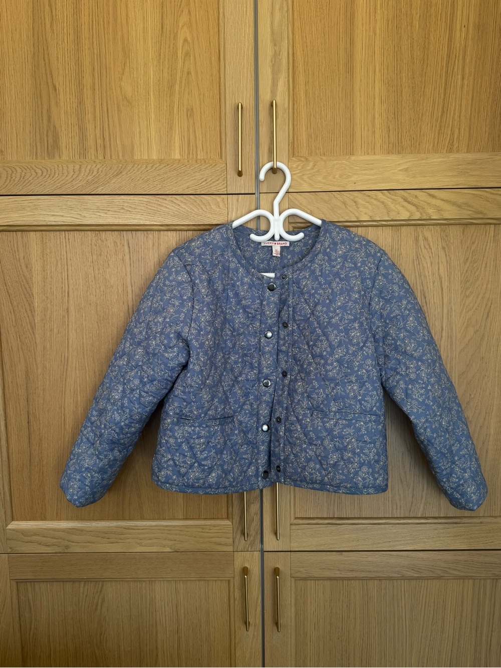 Lucky Brand Girls Quilted Light Blue Floral Jacket